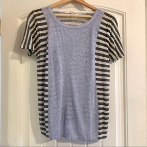 J.Crew Stripe + Color Block 100% Linen Tee
